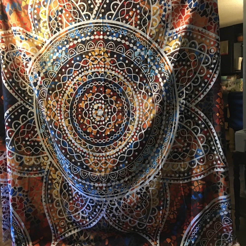 Brown multi color Mosaic duvet cover set